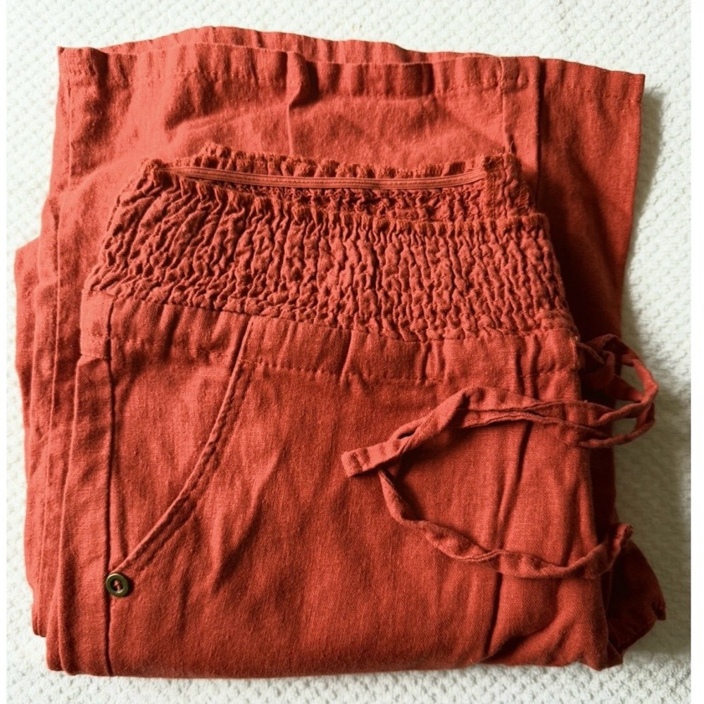 Linen Blend Terracotta Pants